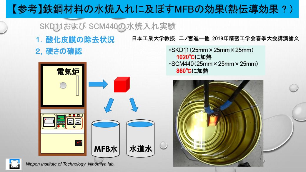 【 参考 】 鉄鋼材料の水焼入れに及ぼす MFB の効果 熱伝導効果